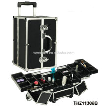 strong aluminum cosmetic trolley with trays inside wholesales